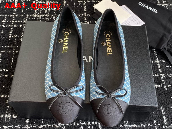 Chanel Ballet Flats in Denim Sky Blue Blue and Black G02819 Replica
