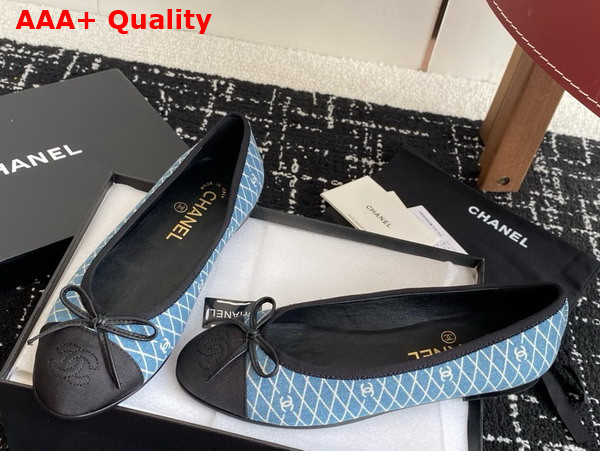 Chanel Ballet Flats in Denim Sky Blue Blue and Black G02819 Replica