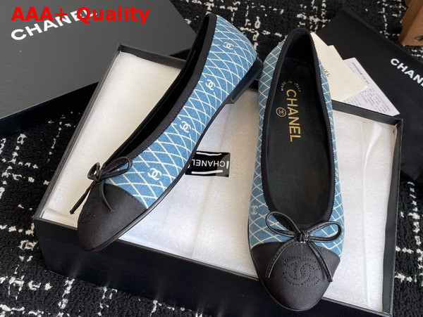 Chanel Ballet Flats in Denim Sky Blue Blue and Black G02819 Replica