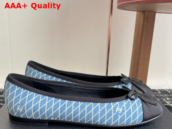 Chanel Ballet Flats in Denim Sky Blue Blue and Black G02819 Replica