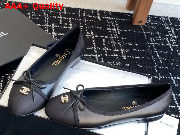 Chanel Ballet Flats in Lambskin and Grosgrain Black Replica