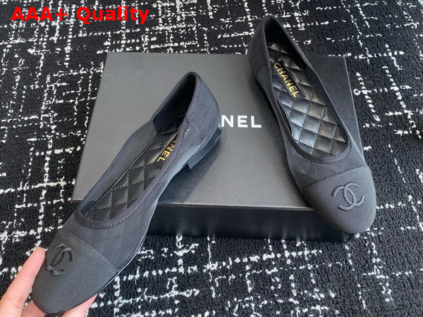 Chanel Ballet Flats in Mesh and Grosgrain Black Replica