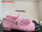 Chanel Ballet Flats in Mesh and Lambskin Pink and Black Replica