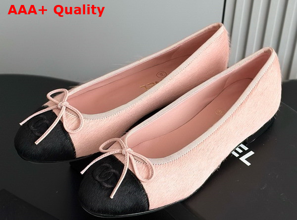 Chanel Ballet Flats in Pony Hair Pink and Black G02819 Replica