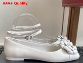Chanel Ballet Flats in White Lambskin with Camellia G46520 Replica