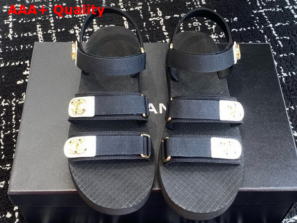 Chanel Beach Sandal in Black Grosgrain Replica