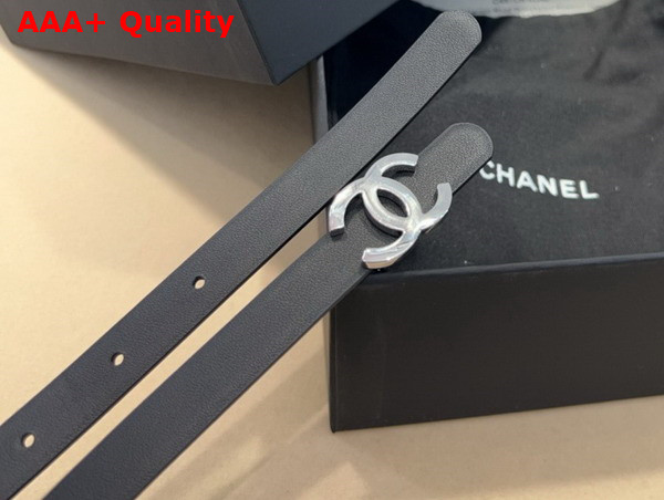 Chanel Belt in Black Calfskin with Gold CC Buckle Replica