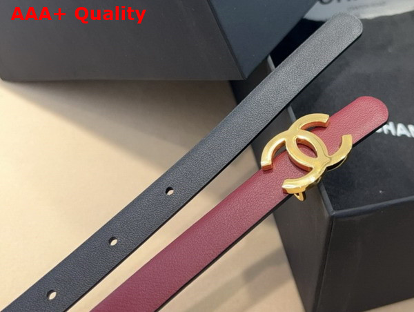 Chanel Belt in Red Calfskin with Gold CC Buckle Replica