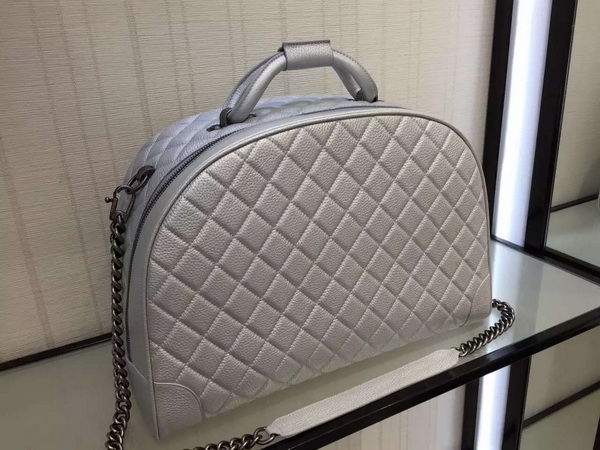 Chanel Bowling Bag Metallic Calfskin Silver for Sale
