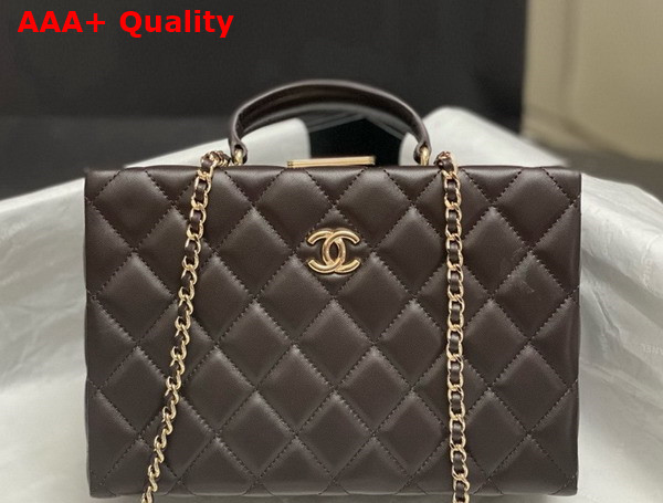 Chanel Box Bag in Dark Brown Lambskin Gold Tone Metal AS5168 Replica