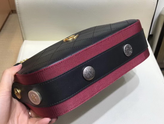 Chanel Camera Case Calfskin Grosgrain Gold Tone Metal Black and Burgundy A57575