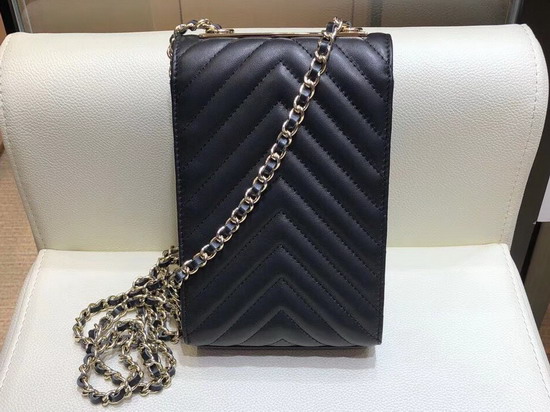 Chanel Cell Phone Bag in Black Real Leather