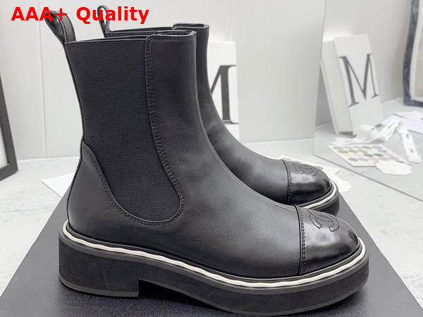 Chanel Chelsea Boots in Black Calfskin Replica