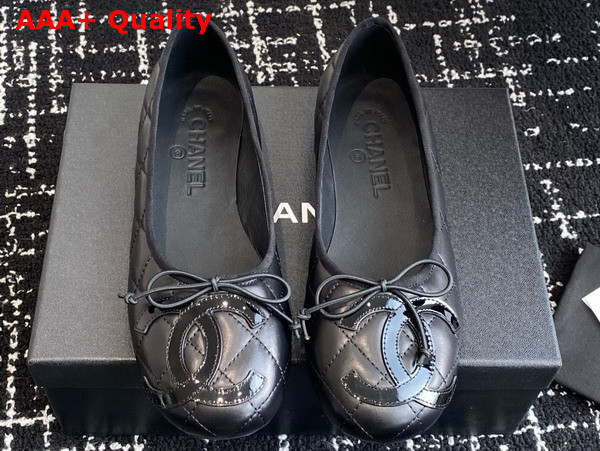 Chanel Classic Ballet Flats in Black Quilted Lambskin Replica