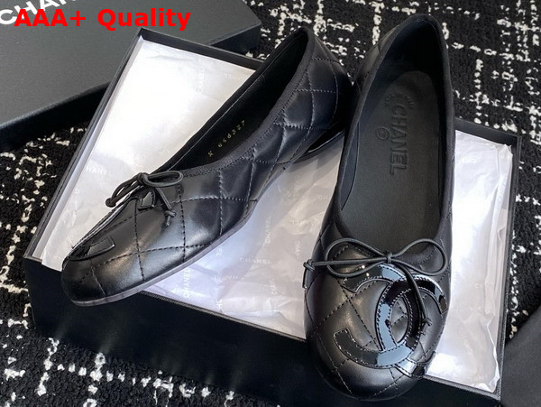 Chanel Classic Ballet Flats in Black Quilted Lambskin Replica