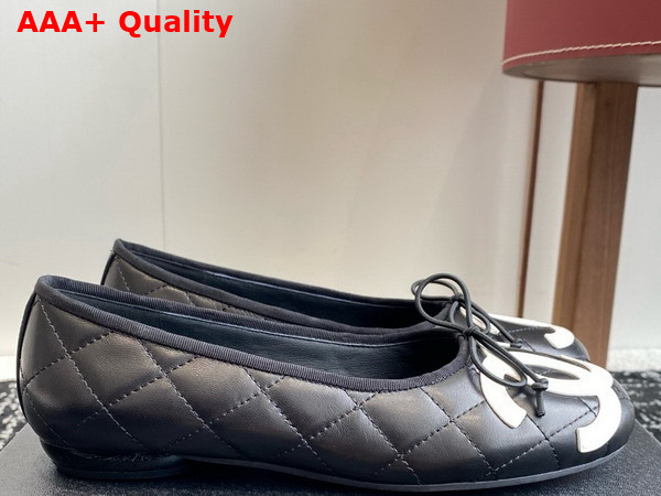 Chanel Classic Ballet Flats in Quilted Lambskin Black and White Replica