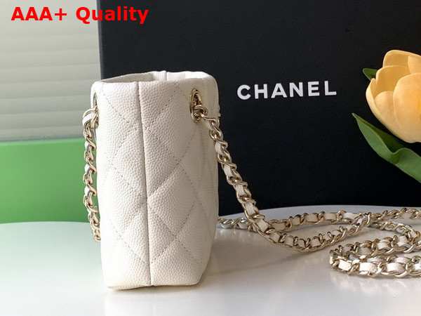 Chanel Classic Clutch with Chain Grained Shiny Calfskin Gold Tone Metal White AP4422 Replica
