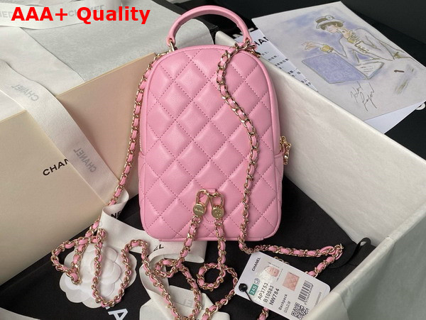 Chanel Classic Mini Backpack in Pink Lambskin Gold Tone Metal AP3753 Replica
