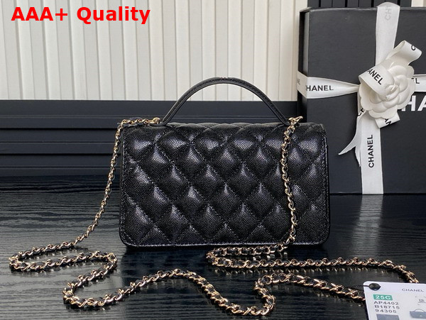 Chanel Clutch with Chain Black Grained Calfskin Gold Tone Metal AP4402 Replica