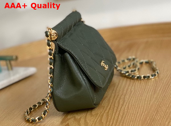 Chanel Clutch with Chain Khaki Grained Calfskin Gold Tone Metal Replica