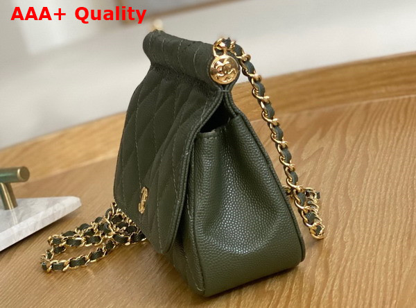 Chanel Clutch with Chain Khaki Grained Calfskin Gold Tone Metal Replica