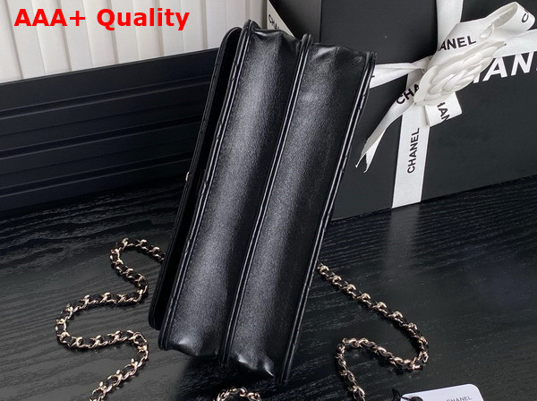 Chanel Clutch with Chain Lambskin Diamante and Gold Metal Black AP4293 Replica