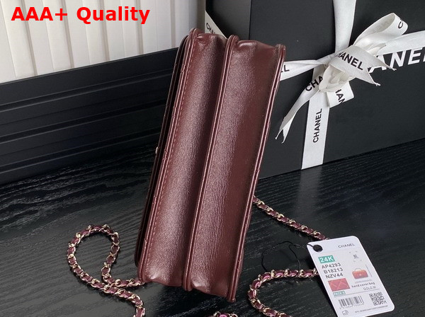 Chanel Clutch with Chain Lambskin Diamante and Gold Metal Burgundy AP4293 Replica