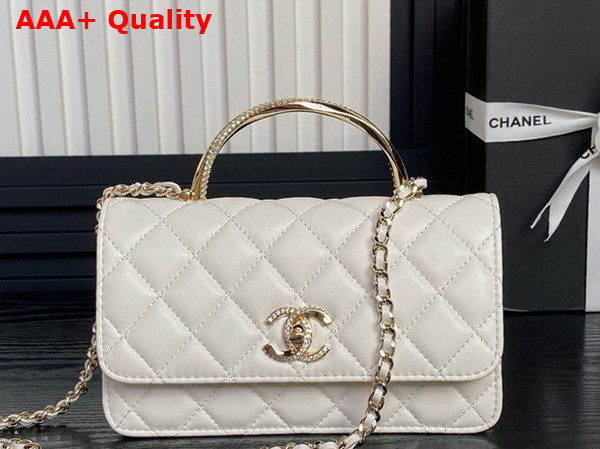 Chanel Clutch with Chain Lambskin Diamante and Gold Metal White AP4293 Replica