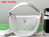 Chanel Clutch with Chain Mesh Shiny Lambskin Gold Tone Metal White AP4573 Replica