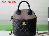 Chanel Clutch with Chain Suede Calfskin Shiny Lambskin and Gold Tone Metal Gray and Black AP4742 Replica