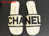 Chanel Embroidered Mule Beige and Black Replica