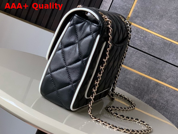 Chanel Flap Bag Lambskin and Gold Tone Metal Black and White AS5150 Replica