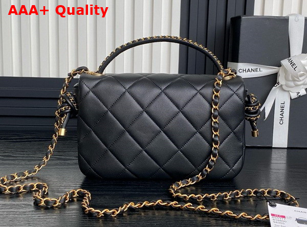 Chanel Flap Bag with Top Handle Black Lambskin Gold Metal AS5317 Replica
