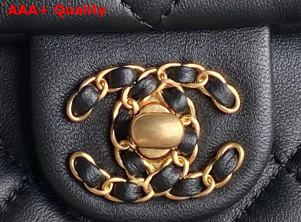 Chanel Flap Bag with Top Handle Black Lambskin Gold Metal AS5317 Replica