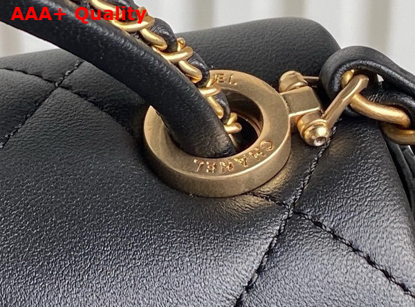 Chanel Flap Bag with Top Handle Black Lambskin Gold Metal AS5317 Replica