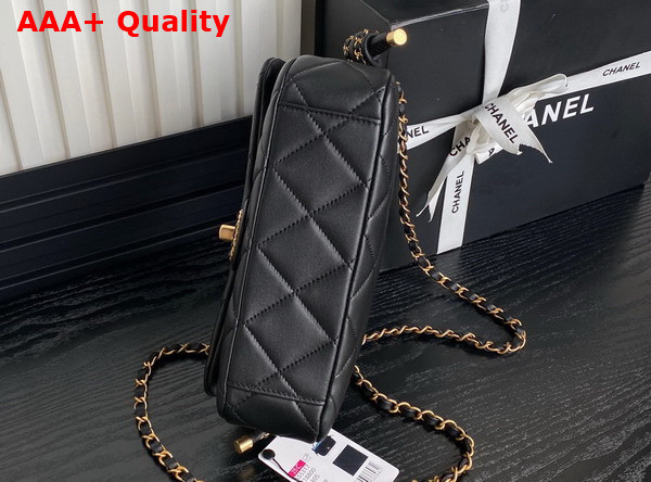 Chanel Flap Bag with Top Handle Black Lambskin Gold Metal AS5317 Replica
