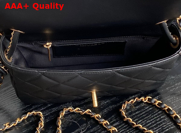 Chanel Flap Bag with Top Handle Black Lambskin Gold Metal AS5317 Replica
