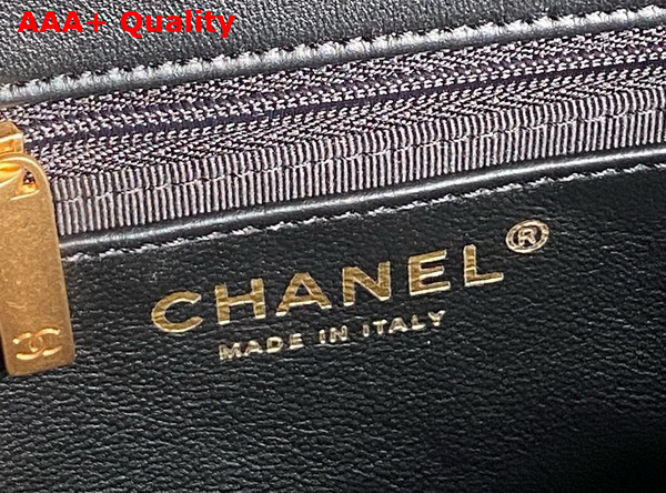 Chanel Flap Bag with Top Handle Black Lambskin Gold Metal AS5317 Replica
