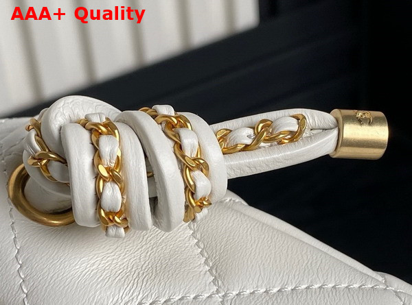 Chanel Flap Bag with Top Handle White Lambskin Gold Metal AS5317 Replica