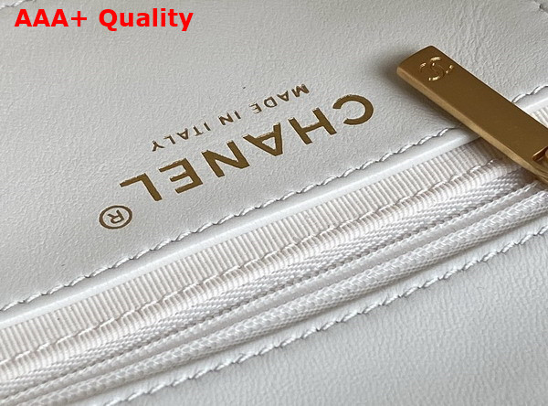 Chanel Flap Bag with Top Handle White Lambskin Gold Metal AS5317 Replica