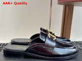 Chanel Glazed Leather Mule in Black Replica