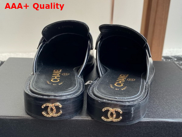 Chanel Glazed Leather Mule in Black Replica