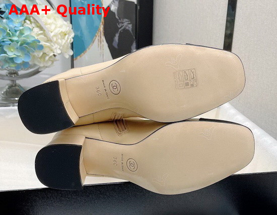 Chanel High Boots Beige Lambskin and Grosgrain Replica