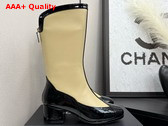 Chanel High Boots Lambskin and Patent Calfskin Beige and Black G46591 Replica