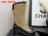 Chanel High Boots Suede Calfskin and Lambskin Beige and Black G46591 Replica