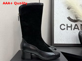 Chanel High Boots Suede Calfskin and Lambskin Black G46591 Replica