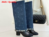 Chanel High Boots in Denim and Lambskin Blue and Black G46677 Replica