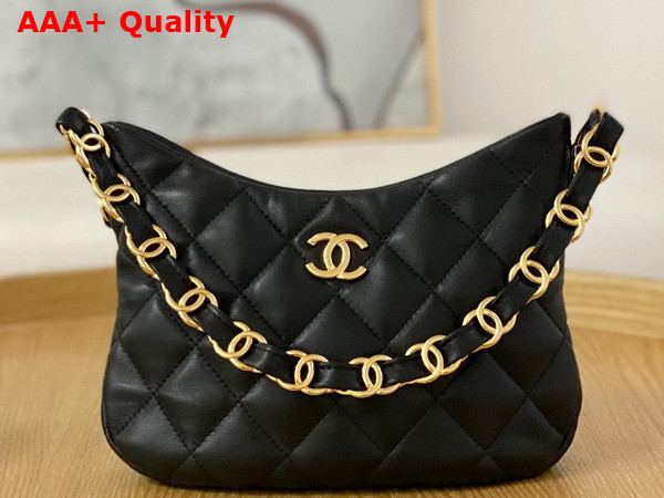 Chanel Hobo Handbag in Black Lambskin AS3562 Replica-Replica Chanel Hobo  Handbag in Black Lambskin AS3562