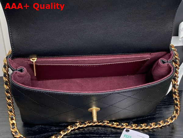 Chanel Large Flap Bag with Top Handle Black Calfskin Gold Tone Metal AS5467 Replica
