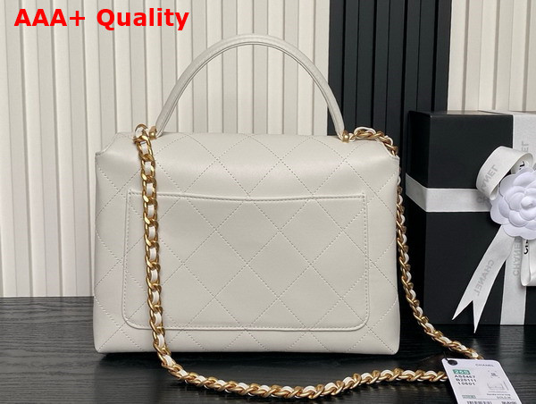 Chanel Large Flap Bag with Top Handle White Calfskin Gold Tone Metal AS5467 Replica